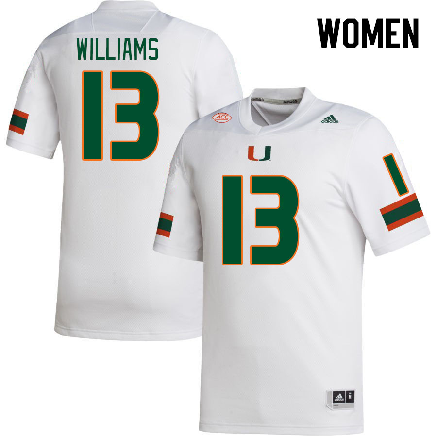 Women #13 Chantz Williams Miami Hurricanes College Football Jerseys Stitched-White